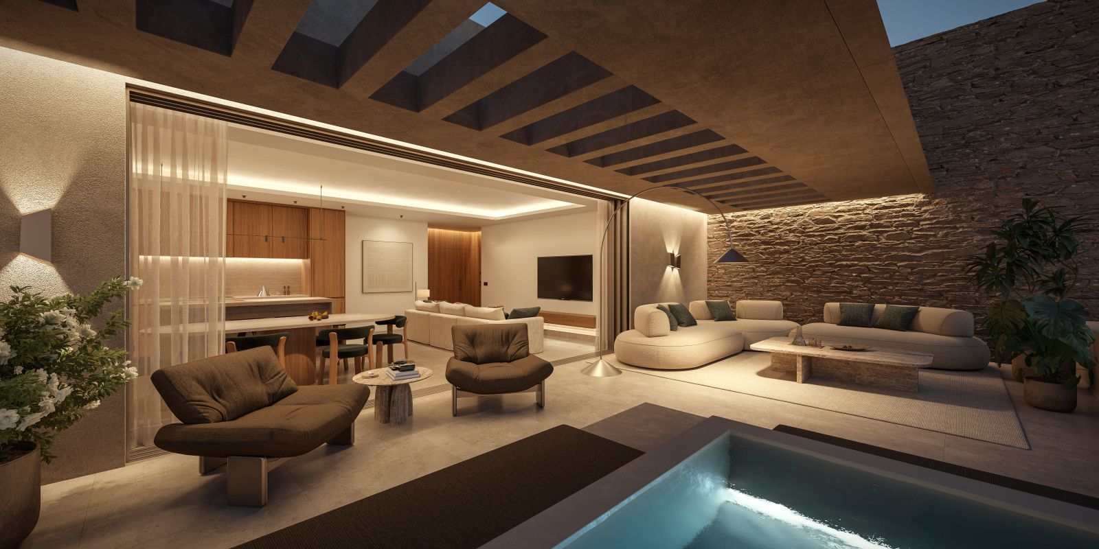 12 modern living room with swimming pool